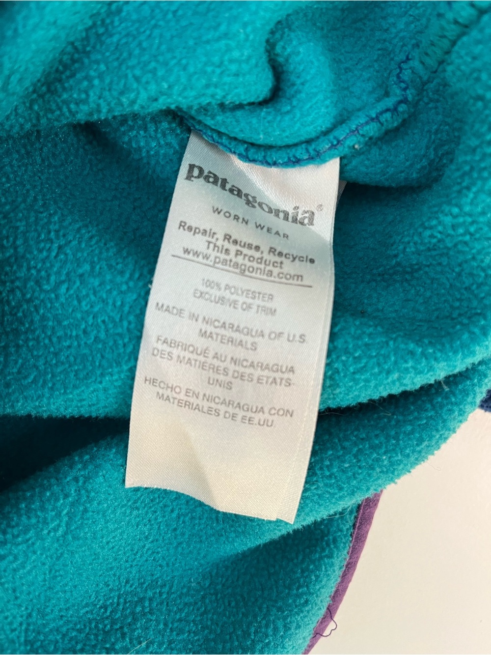 Patagonia Women’s Blue, Teal & Purple Synchilla Snap Pullover size small. - Picture 5 of 5